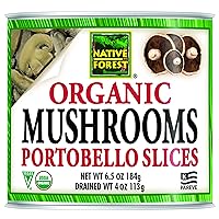 Native Forest Organic Portobello Mushroom Slices – Canned Mushrooms, Low Calories & Fat, Non-GMO Project Verified, USDA Organic – 6.5 Oz (Pack of 12)