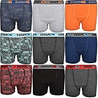 TONY HAWK Boys' Boxer Briefs 9-Pack Value Cotton Blend Toddler-Big Kid Sizes No Fly Underwear