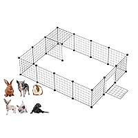LANGXUN DIY Small Animal, Pet Playpen, Rabbit , Guinea Pig Cages, Puppy, Kitten Playpen | Indoor & Outdoor Portable Metal Wire Yard Fence (16pcs Metal Panels)