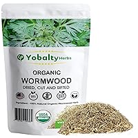 Organic Wormwood Herb, Artemisia Absinthium, 56.6 gr/2 oz, Wormwood Tea,Wormwood Dried cut herb, Resealable pouch.
