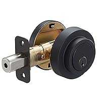 Contemporary Round Deadbolt Door Key Lock, Single Cylinder, Matte Black