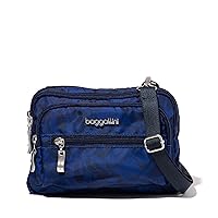 Baggallini Triple Zip Small Convertible Crossbody Fannypack Belt Bag-Lightweight Water-Resistant
