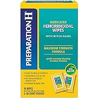 Preparation H Hemorrhoid Flushable Wipes with Witch Hazel for Skin Irritation Relief (48 wipes- pack of 2) total- 96 Count