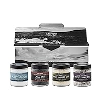 Gift Box w/Arctic Thyme salt + Birch Smoked salt +Lava salt + Pure salt, [3,17 oz x 4] | Icelandic flavoured salts | All natural | Sustainable | Gluten Free | Unrefined | Keto | Eco