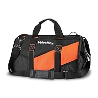 ValueMax 16-Inch Wide Mouth Tool Bag, Tool Organizer Tote Bag with Shoulder Strap, Heavy-duty Tool Storage Bag with 13 Pockets for HVAC, Plumber, Mechanic
