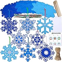 Winlyn 56 Sets 8 Styles Magic Color Scratch Blue Snowflake Ornaments Decorations Scratch Art Christmas Craft Kits Winter Crafts for Kids Holiday Seasonal Home Classroom Activities Party Favors