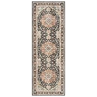 Gertmenian Printed Indoor Boho Area Rug - Non Slip, Ultra Thin, Super Strong, Tufted Rug - Home Décor for Entryway, Bedroom, Living Room - 2x6 Runner, Tiefi Black Multi, 28539