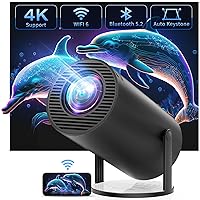 CLOKOWE 4K Mini Projector with WiFi and Bluetooth - 180° Rotation & Auto Keystone, Full HD 1080P Supported, Portable Outdoor Movie Projector, Compatible with TV Stick/Windows/iOS/Android/HDMI/USB