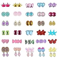 JeryWe 30 Pairs Clip On Earrings for Women Hypoallergenic Clips Earrings for Women Teen Non Piercing Earrings Toy Earrings Princess Play Jewelry Party Favor