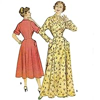 McCalls Vintage 1950s Sewing Pattern: Housecoat, Robe, Dressing Gown, Dress - Bust 38-'' (96.5cm), Black & White, Mc9557