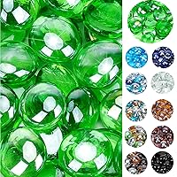 onlyfire Flat Fire Glass Beads for Propane Fire Pit, 1/2 Inch Reflective Firepit Glass Rocks 10 Pounds Flat Marbles for Gas Fireplace and Fire Pit Table, Emerald Green