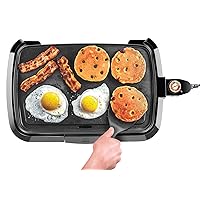 Chefman Electric Griddle, Fully Immersible and Dishwasher Safe Features, Adjustable Temperature Control Allows for Versatile Cooking and Removable Slide-out Drip Tray for Easy Cleaning, Black