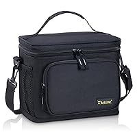 20 Can Full Size Insulated Lunch Bag, Large Leakproof Cooler Bag with Adjustable Shoulder Strap for Office Work Picnic, Freezable Lunch Box (Large, Black)