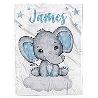 MDPrints Personalized Baby Blankets for Boys - Customized Baby Blanket with Name - Newborn Nursery Gift - Soft Plush Fleece (Elephant 216)