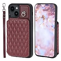 Mobile Cover, Compatible with iPhone 14 Plus Case Wallet with Card Holder, Leather Shockproof Case Wallet Case Compatible with Women Crossbody Bag,Magnetic Closure Case Protective Back Cover (Color :