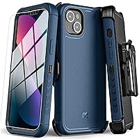 MYBAT PRO Maverick Series iPhone 13 Case with Belt Clip Holster,w/Screen Protector,Anti-Drop,Shockproof,with 360°Rotating Kickstand,Heavy Duty Protection Blue