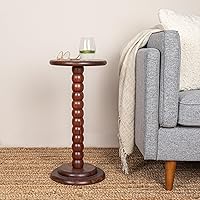 Creative Co-Op Stacked Pedestal Cocktail Side Table, Dark Chestnut