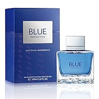 Banderas Blue Seduction Eau De Toilette for Men - Fresh, Romantic, Fruity Scent - Woody, Aquatic Notes of Apple, Sea Water - Ideal for Day Wear - 3.4 Fl Oz