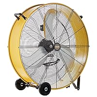 13000 CFM 30 inch Heavy Duty High Velocity Barrel Floor Drum Fan With Powerful 1/3HP Motor, 9ft Cord, 5in Solid Wheels for Workshop, Garage, Commercial or Industrial rooms - UL Safety Listed