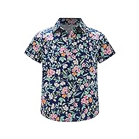 Hawaiian Shirts for Boys Short Sleeve Button Down Shirt Tropical Luau Shirt Summer Beach Tops for Unisex 5-12 Year