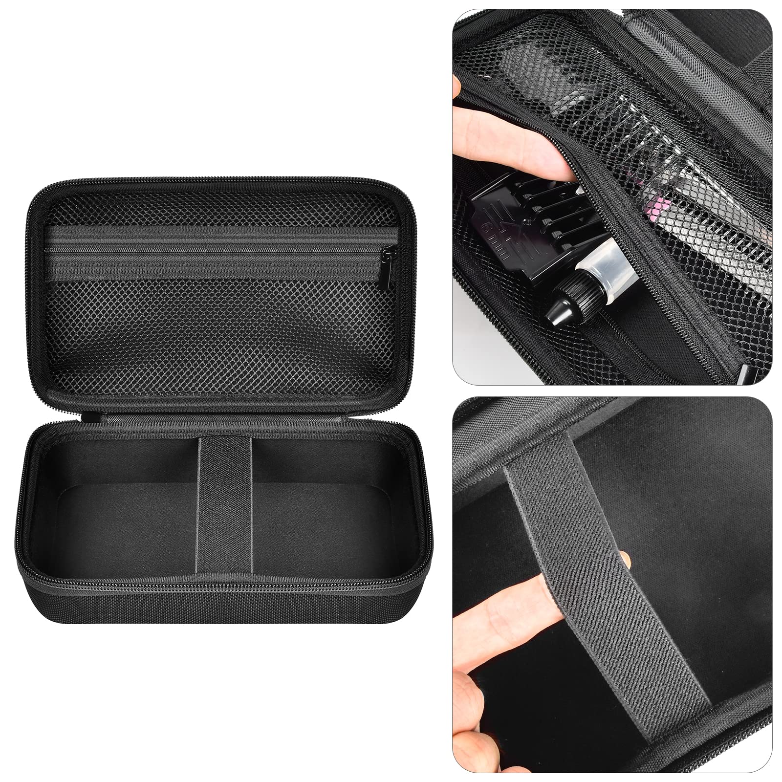 Case Compatible with Hair Clipper Barber, Trimmer Travel Storage Organizer for T Finisher Liner, Comb Cutting Guide, Clipper Blade Oil, Cleaning Brush and Other Grooming Kit - Black Case+Black Zipper