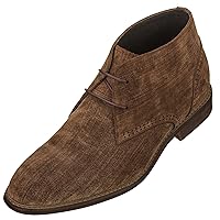 CALTO Men's Invisible Height Increasing Elevator Shoes - Suede Lace-up Chukka Boots - 3 Inches Taller