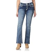 WallFlower Women's Luscious Curvy Bootcut Mid-Rise Bling Insta Stretch Juniors Jeans (Standard and Plus)