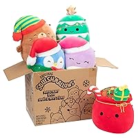 Squishmallows 5-Inch Mystery Box Christmas 5 Pack - Official Jazwares Plush - Collectible Soft & Squishy Mini Stuffed Animal Toy - Add to Your Squad - Gift for Kids, Girls & Boys