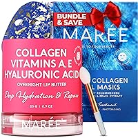 MARÉE Radiant Beauty Duo - Lip Mask with Hyaluronic Acid & Coconut Oil & Facial Masks Bundle - Nourish & Hydrate Dry Cracked Lips, Hydrating Skin Care Mask with Pearl Extract - All Skin Types