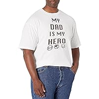 Marvel Big & Tall Classic DAD is My Hero Men's Tops Short Sleeve Tee Shirt, White, 3X-Large