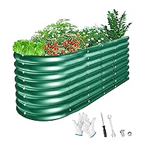 Raised Garden Beds 8x2x2FT Large Galvanized Planter Raised Beds Outdoor Sturdy Raised Bed for Vegetables, Flowers, Fruits, Succulent, Herbs, Garden Box with Open Bottom (Green)