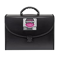 C-Line 21-Pocket Poly Expanding File with Handle, Includes Tabs, Locking Closure, Legal Size, Black (58320), Traditional