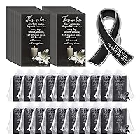 Unittype 120 Set Funeral Ribbon Pins Ribbon Awareness Lapel Pin Remembrance Ribbon Brooch with Prayer Cards Organza Bags