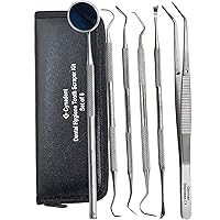 Premium Dental Tools, Plaque Remover for Teeth, Professional Hygiene Cleaning Kit,Stainless Tooth Scraper Plaque Tartar Remover Cleaner,Dental Pick Scaler Oral Care Tools Set (Set of 6 with CASE)