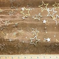 58 in X 5 Yards - Glitter Sparkle Gold Stars Organza Tulle Fabric (Great for Wedding Celebrations, Sewing, Craft Projects, Decorations & More) 5 Yards