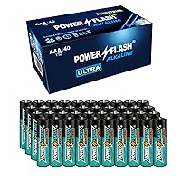 POWER FLASH AAA Batteries with Fresh Date - 40 Pcs Industrial Pack - Ultra Long-Lasting Triple A Alkaline Batteryaline Battery