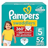 Pampers Swaddlers 360 Pull-On Diapers, Size 5, 52 Count for up to 100% Leakproof Skin Protection and Easy Changes