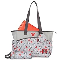 Disney Unisex Baby Tote Diaper Bag and Changing Pad, Minnie Mouse Bows Print, Large