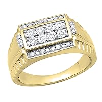 Dazzlingrock Collection 0.20 Carat (ctw) Round White Diamond Mens Illusion Set Wedding Band in Yellow Plated Sterling Silver
