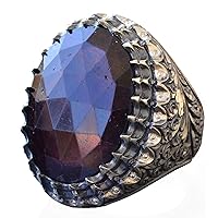 Real Natural Garnet Gemstone, Raw Stone, Big Ring, Long Ring, Garnet Ring Sterling