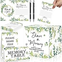 gisgfim 56pcs Greenery Share a Memory Box Celebration of Life Decoration, Eucalyptus Funeral Memory Card Box Memorial Box with Guest Signature Pen Table Centerpieces for Graduation Wedding Birthday