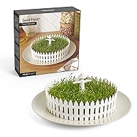 Seed Field Seed Starter for Kitchen Use, Indoor Seedling Tray w/Fence and a Scarecrow, Fits Any Plate, Ideal for Any Sprouting Seeds