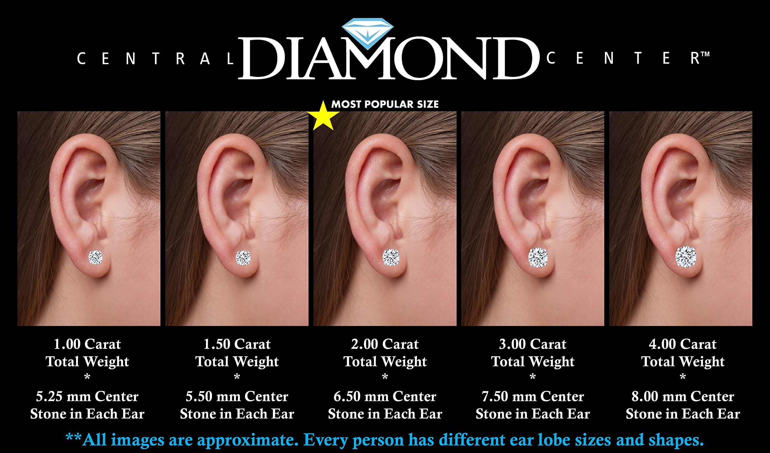 14K Solid Gold Post & Sterling Silver 4 Prong Pure Brilliance Zirconia CZ Stud Earrings 1.00ctw - 8.00ctw