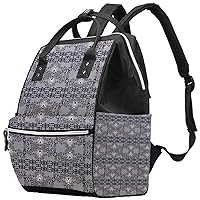 Grey Paisley Texture Diaper Bag Backpack Baby Nappy Changing Bags Multi Function Large Capacity Travel Bag