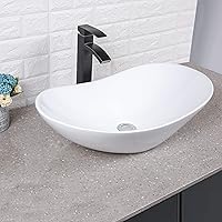 Oval Bathroom Vessel Sink - Lordear 24x14 Inch Modern Egg Shape Above Counter White Porcelain Ceramic Oval Bathroom Vessel Vanity Sink Art Basin