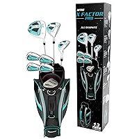 X Factor 13 Piece Golf Set All Graphite Ladies, Left Handed,Teal/Silver