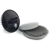 Head Shampoo Scalp Massager Brush and Soft Palm Pocket Comb for All Hair Types, Pack of 3 (1 Black and 2 Gray) Made in U.S.A