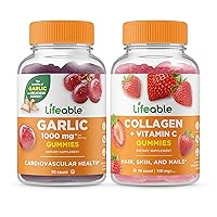 Lifeable Garlic 1000mg + Collagen & Vitamin C, Gummies Bundle - Great Tasting, Vitamin Supplement, Gluten Free, GMO Free, Chewable Gummy