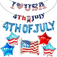 4th of July Balloons Decorations - 26 Inch,USA Balloons | Happy 4th of July Banner - Large 10 Feet | I Love USA Banner for 4th of July Party Decorations | July Balloons for Independence Day Decoration