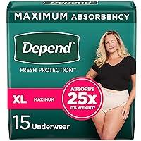 Depend Fit-Flex Adult Incontinence Underwear for Women, Disposable, Maximum Absorbency, Extra-Large, Blush, 15 Count
